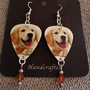 YELLOW LAB DOG BREED GUITAR PICK EARRINGS